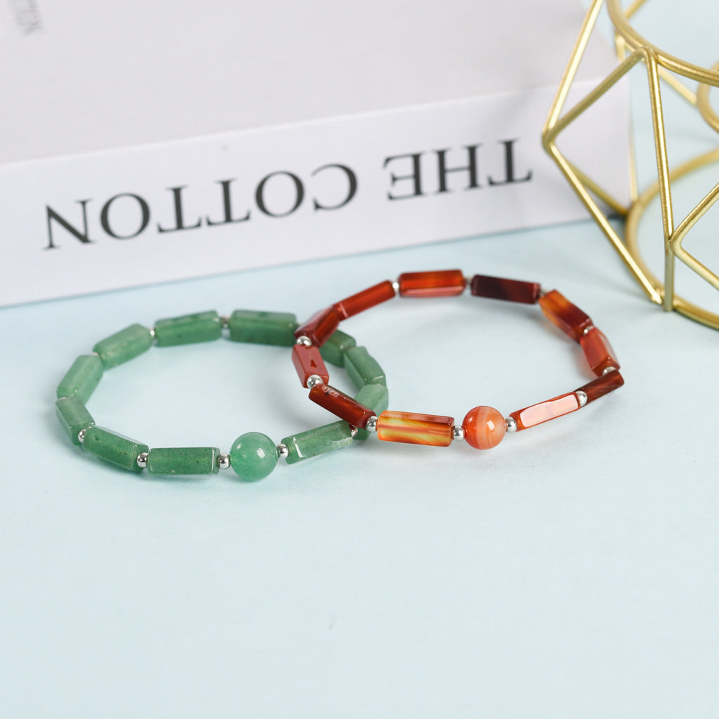 New Fashion Personalized Square Bead Bracelet European and American Fashion Retro Braided Leather Bracelet Ornament 