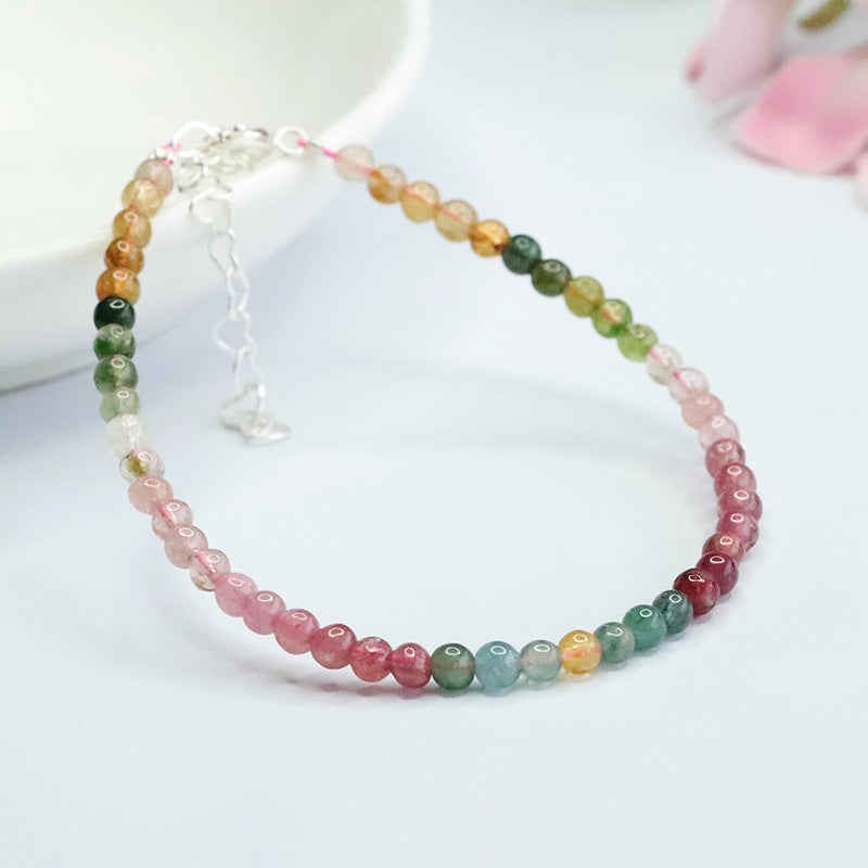 Natural rainbow tourmaline bracelet Brazilian ice transparent old material gradient bracelet for women CB3022403 