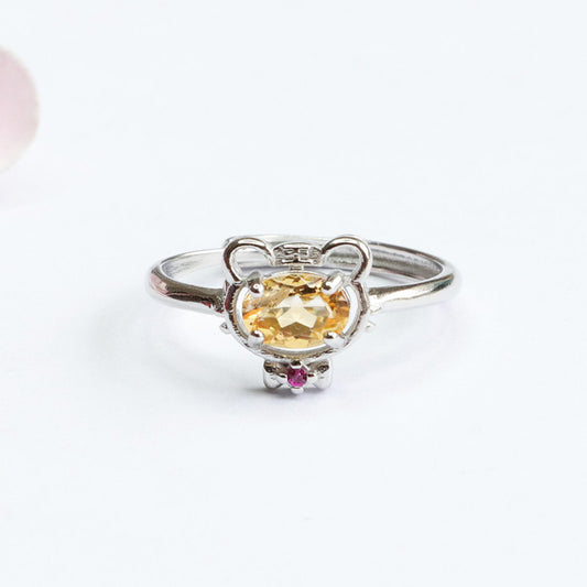 Natural citrine ring tiger tiger live mouth ring jewelry accessories CB2042312 