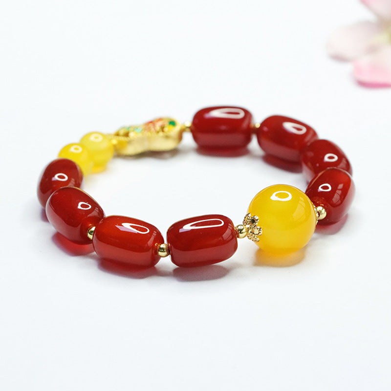 Natural red agate bracelet yellow chalcedony bracelet national trend hot product MN4051904