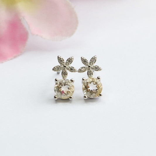 Natural citrine flower earrings S925 silver needle colorful treasure earrings jewelry CB3110303 