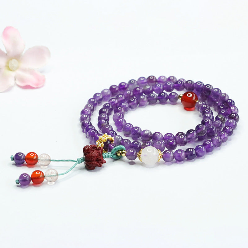 Natural Amethyst Multi-ring Bracelet Purple Clay Nine-tailed Fox Bracelet Necklace Women CB4052107 