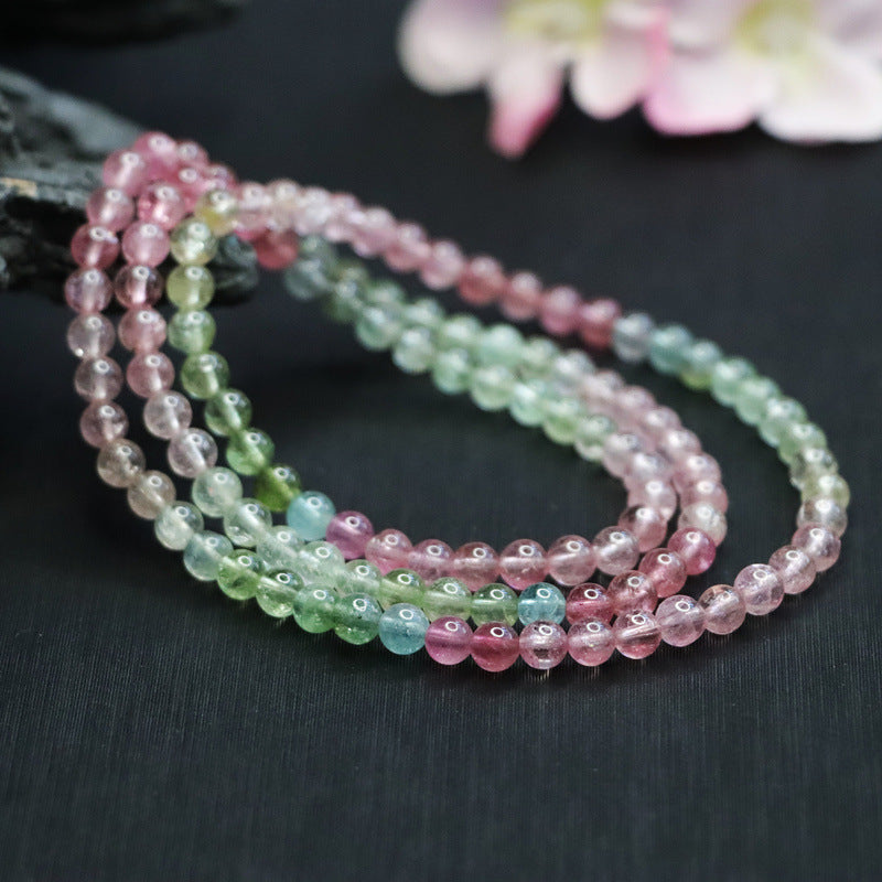 Natural crystal Brazilian old mine tourmaline fully transparent bracelet macaron multi-circle jewelry gift CB2112907 