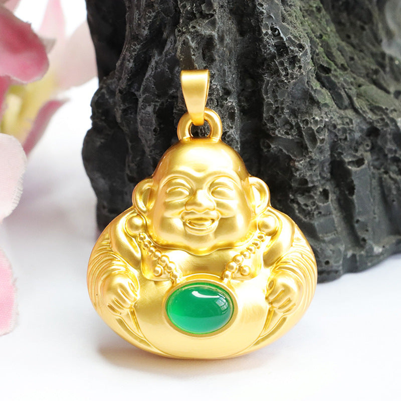 Natural red agate Buddha pendant chrysoprase Maitreya Buddha necklace national trend MN3110613