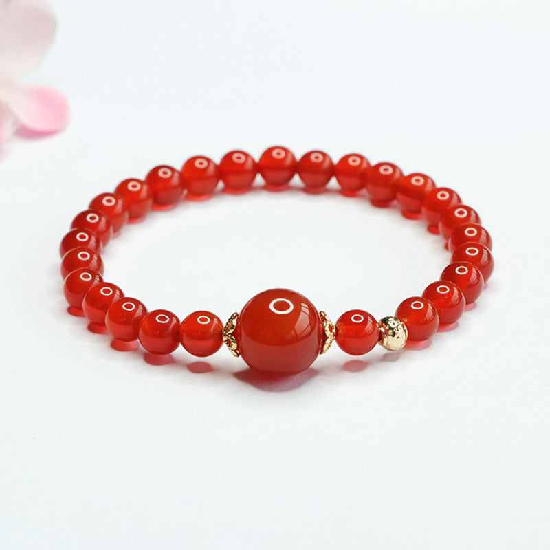 Red Agate Bracelet Chalcedony Crystal Bracelet Ancient Style Jewelry MN4060402