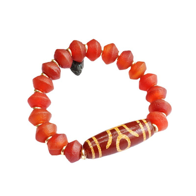 Old material red agate bracelet Dzi beads passepartout bracelet MN2042113