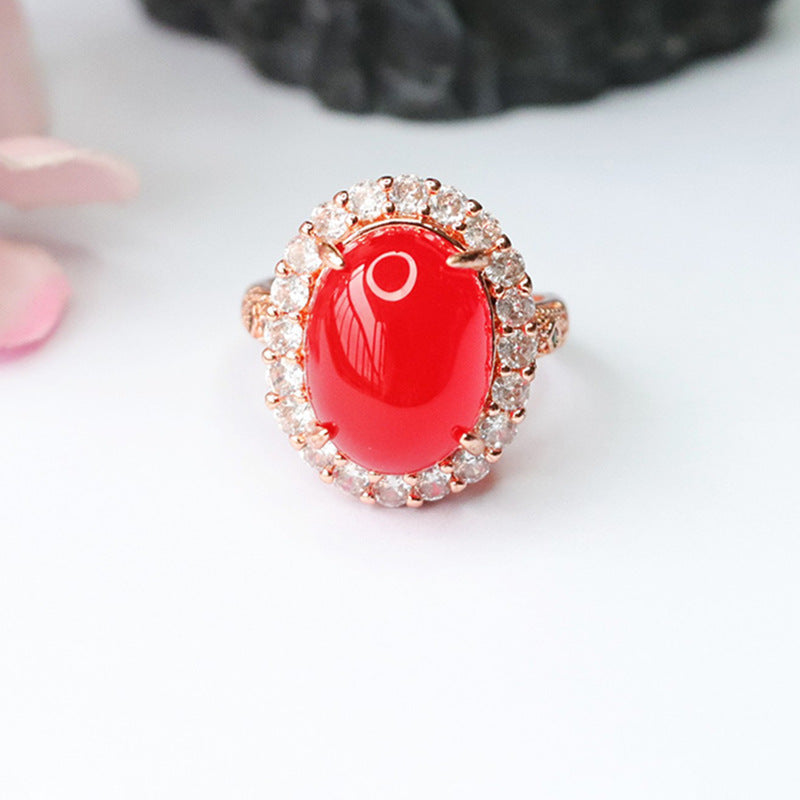 Natural red agate ring pigeon blood carnelian ring ring for women MN3100801