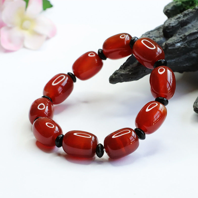 Natural red agate bracelet chalcedony passepartout bucket bead bracelet MN2102603