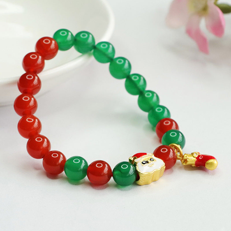 Customized red agate bracelet chrysoprase bracelet Christmas ornament CB3111404