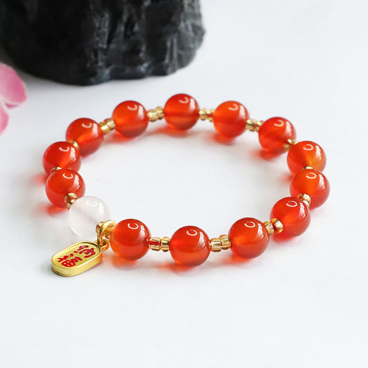 Natural red agate bracelet chalcedony blessing brand bracelet national fashion jewelry welfare MN4061201