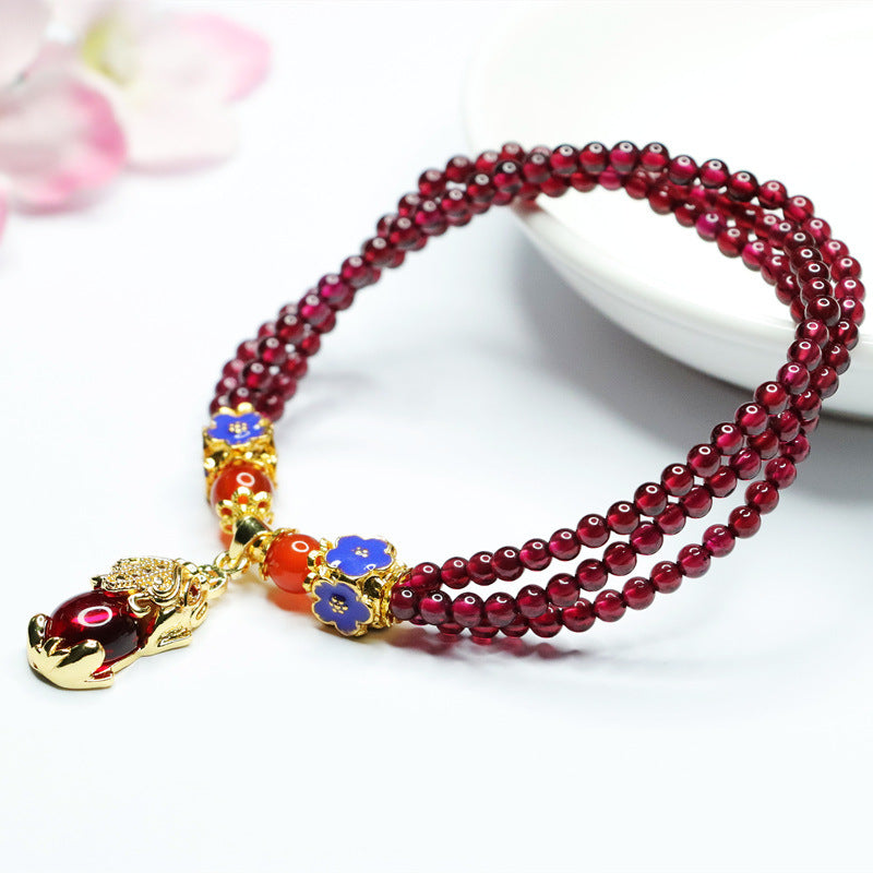 6A garnet bracelet Pixiu woman stone multi-circle crystal bracelet CB2120126 