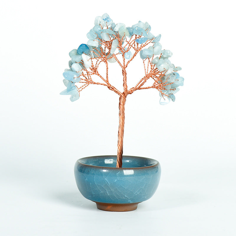 Natural crystal tree gravel ornaments crystal tree home creative office decoration crafts colorful small bowl shape base 