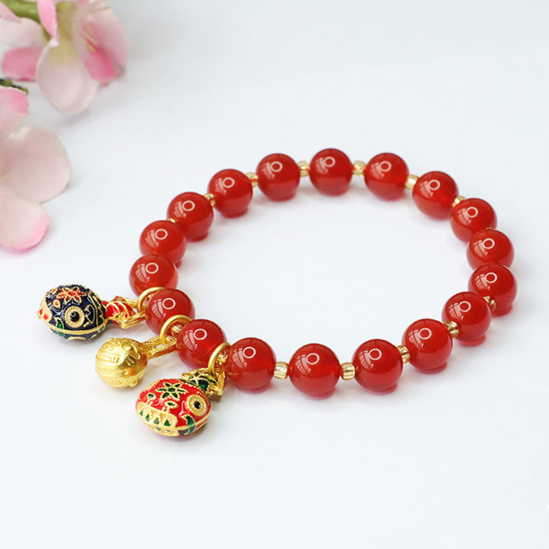 Red Agate Bracelet Enamel Swallowing Gold Beast Bracelet National Trend MN3091605