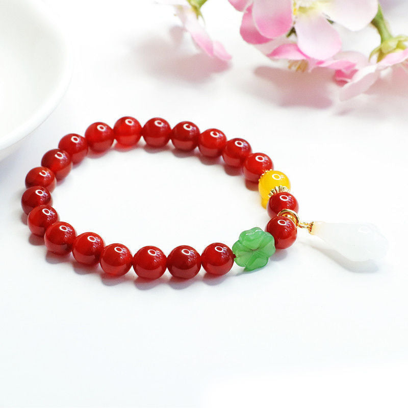 Natural red agate bracelet magnolia chalcedony bracelet diy jewelry MN2051612 