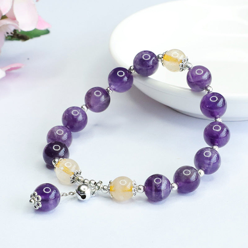 Natural Amethyst Bell Bracelet Blonde Crystal Bracelet Colorful Treasure CB3071802 