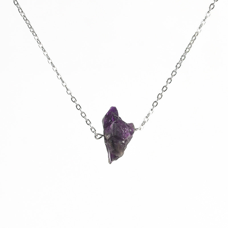 Jewelry Raw Amethyst Irregular Raw Stone Pendant Raw Rough Stone Rose Quartz Citrine Necklace 