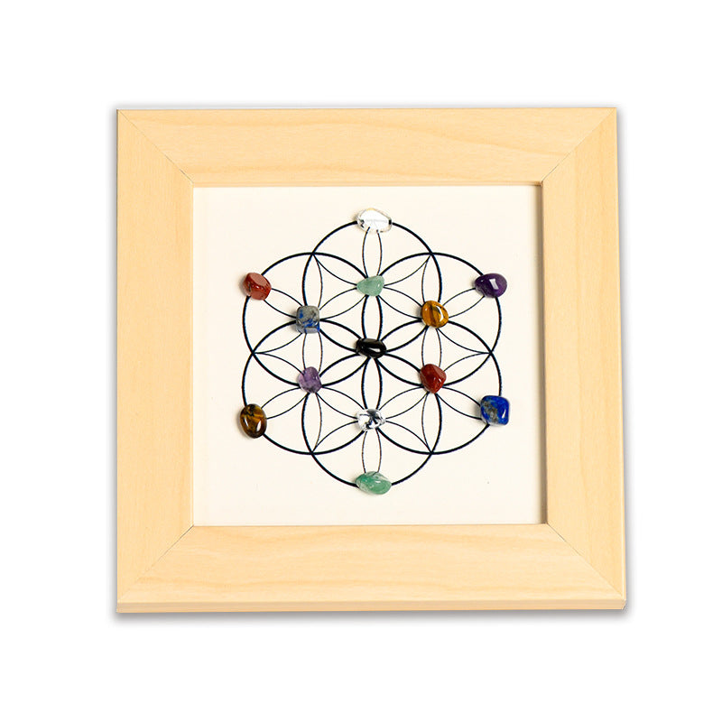 Flower of Life Raw Stone Crystal Photo Frame Table Move-in New Tree House Picture Frame Home Festive Ornament Gift 