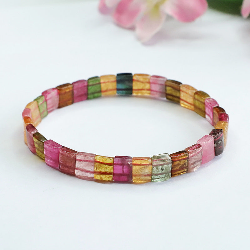 Natural Brazilian candy tourmaline hand string colorful treasure bracelet for women CB3021105 