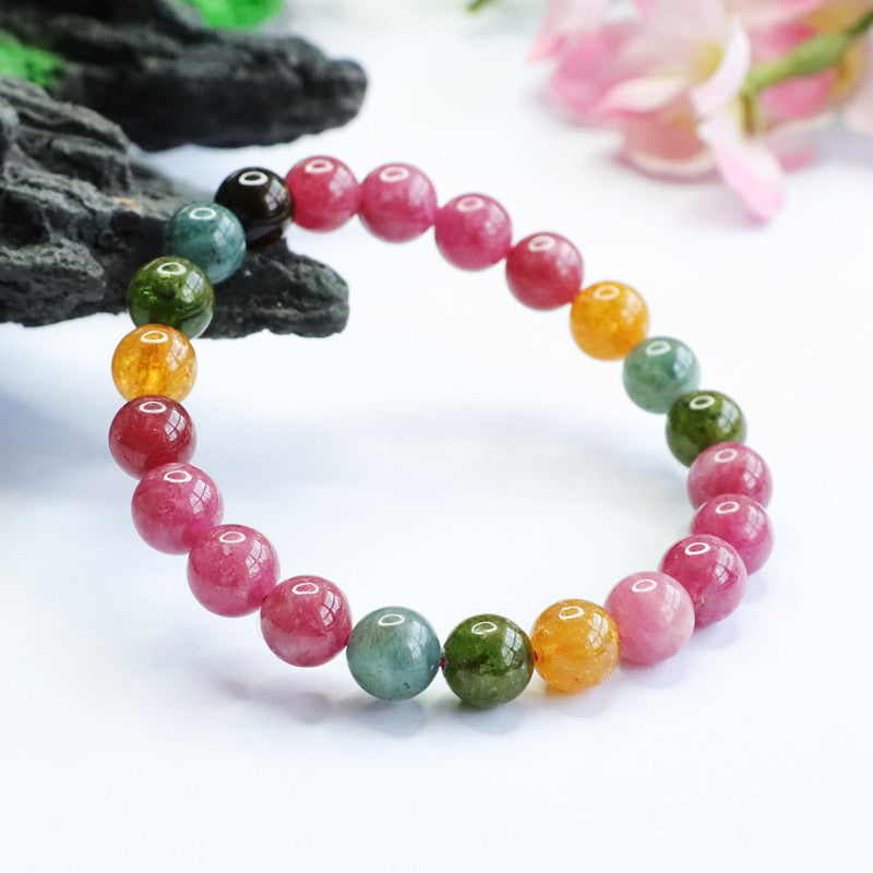 Natural Tourmaline Bracelet Brazilian Rainbow Bracelet 8mm Crystal Color Treasure Supply CB2081602 