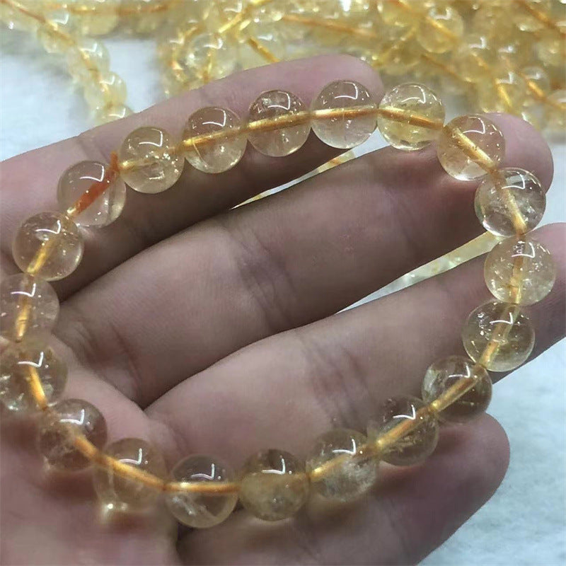 Natural Yellow Asai Citrine Single Circle Bracelet Rainbow Light Bracelet Non-Artificial Explosion Finished Bracelet Wholesale