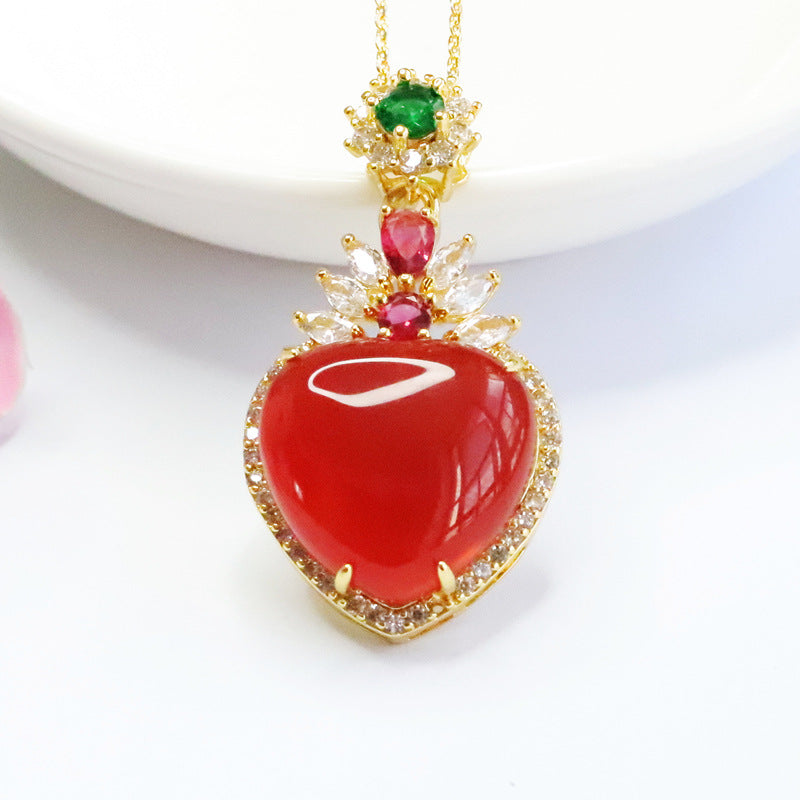 Natural red agate pendant chalcedony love cross-border hot selling jewelry MN2102001