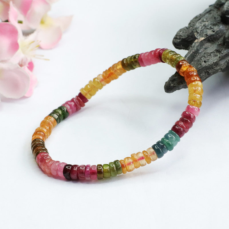 Customized natural tourmaline bracelet rainbow bracelet crystal jewelry CB2092613 