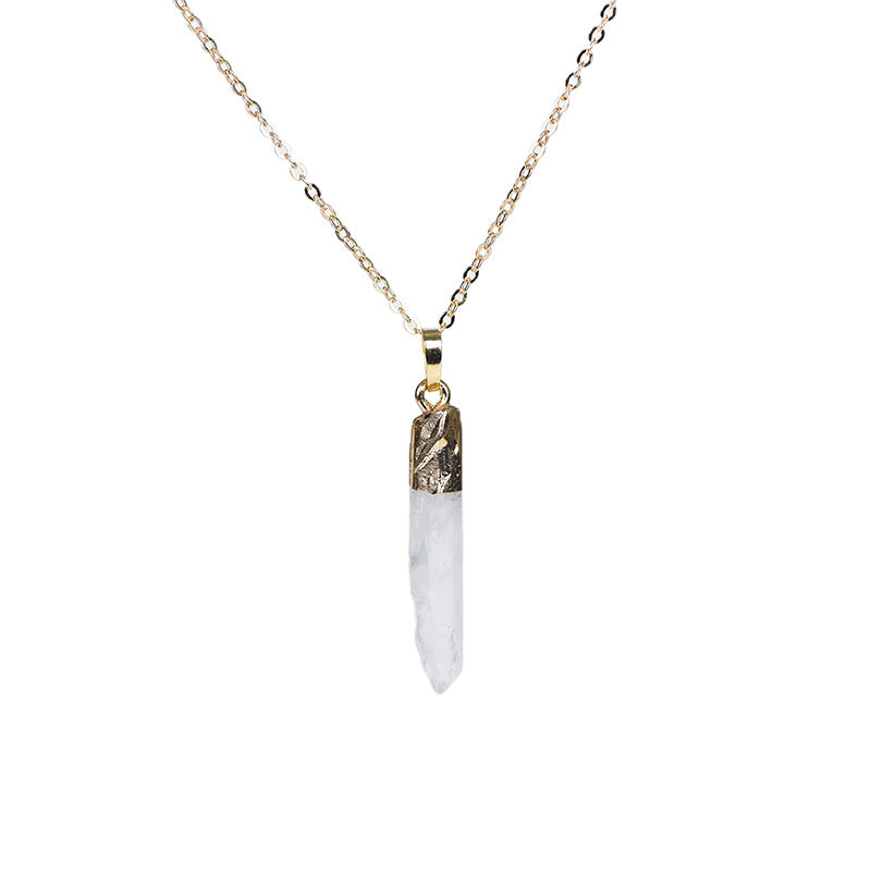 Exquisite and simple natural white crystal long gold-plated pendant irregular crystal necklace jewelry accessories 