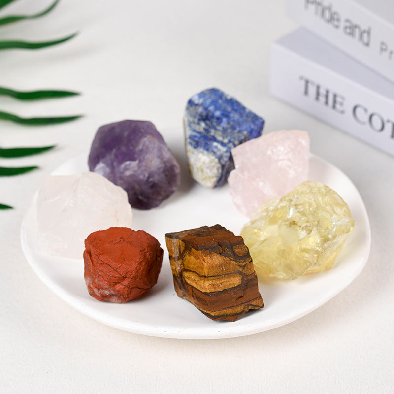 Spot popular natural crystal gravel aromatherapy stone irregular 7-color crystal rough stone 