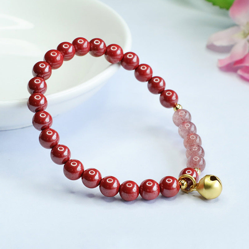 Cinnabar Imperial Sand Bracelet Strawberry Crystal Bell Bracelet ZS3071201 