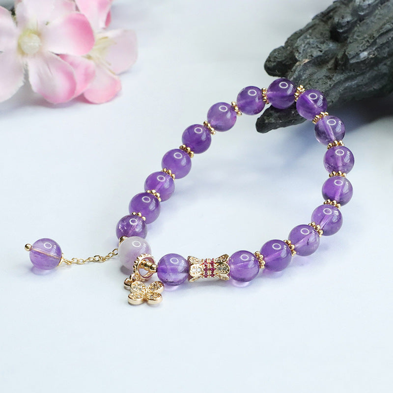 Natural amethyst bracelet four-leaf clover tassel bracelet women's jewelry CB3062906 