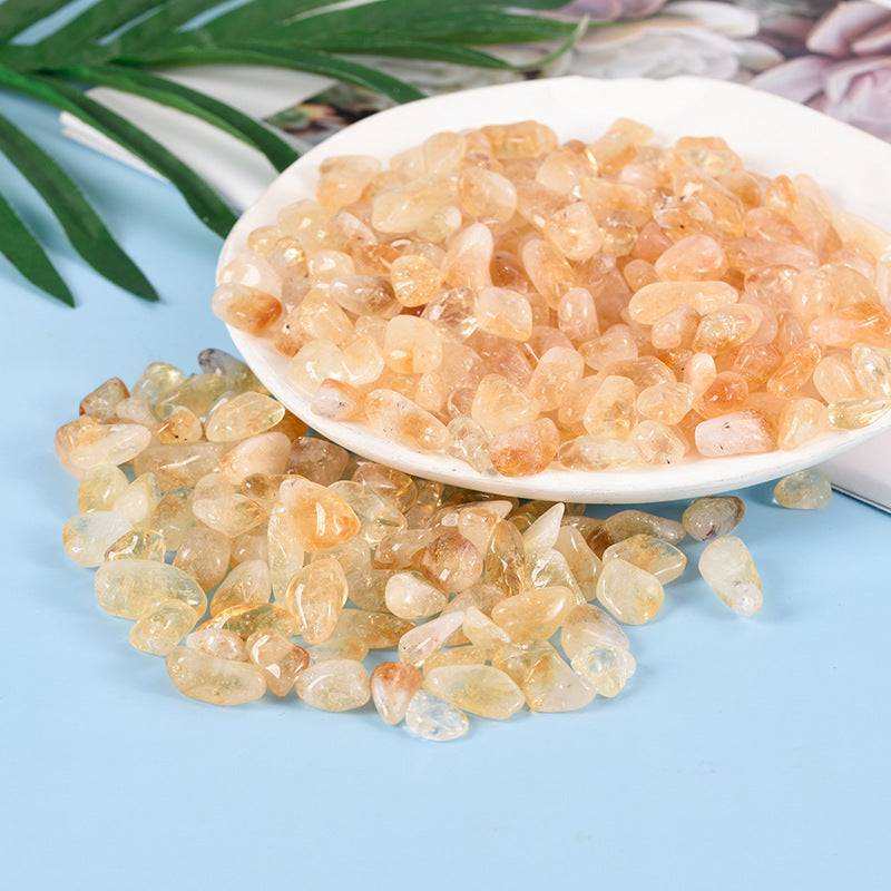 Natural Brazilian citrine gravel fish tank stone for Buddha degaussed crystal gravel 