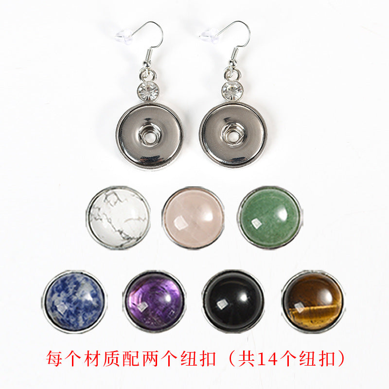 Personalized button crystal raw stone handmade diy ring earring chain material jewelry accessories