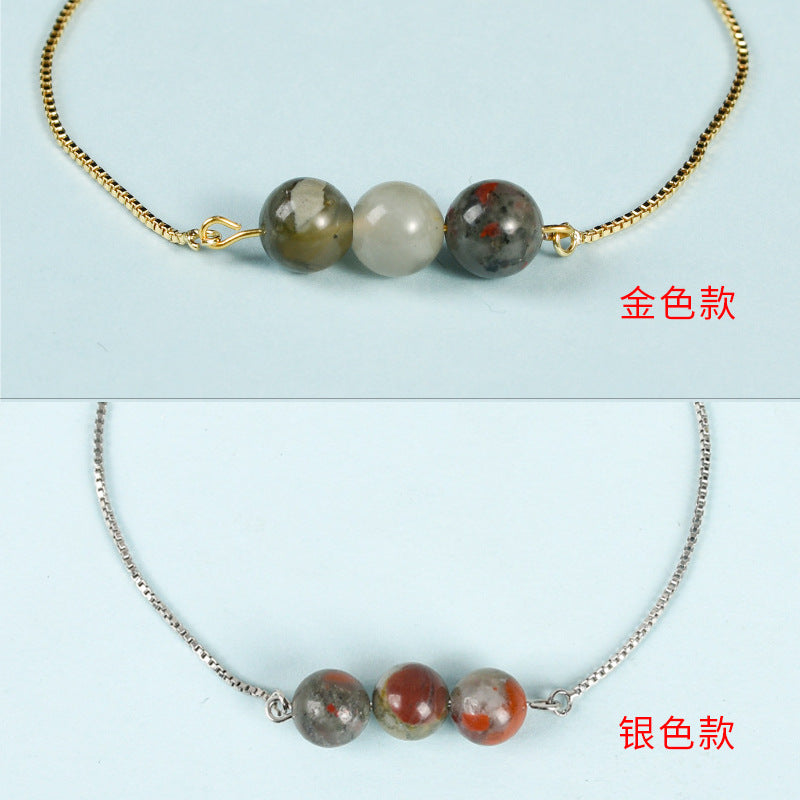 Factory direct sales, simple, fashionable and personalized Sansheng III bracelet, pink crystal tiger eye stone design transfer bead bracelet 