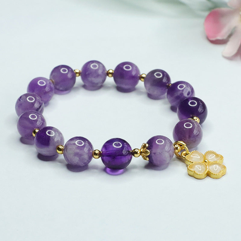 Natural lavender amethyst bracelet four-leaf clover tassel bracelet CB3071801 