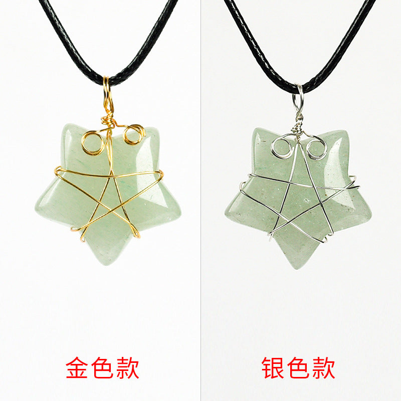 Natural crystal raw stone mini star five-pointed star jade pendant hand-wound hot-selling jewelry 