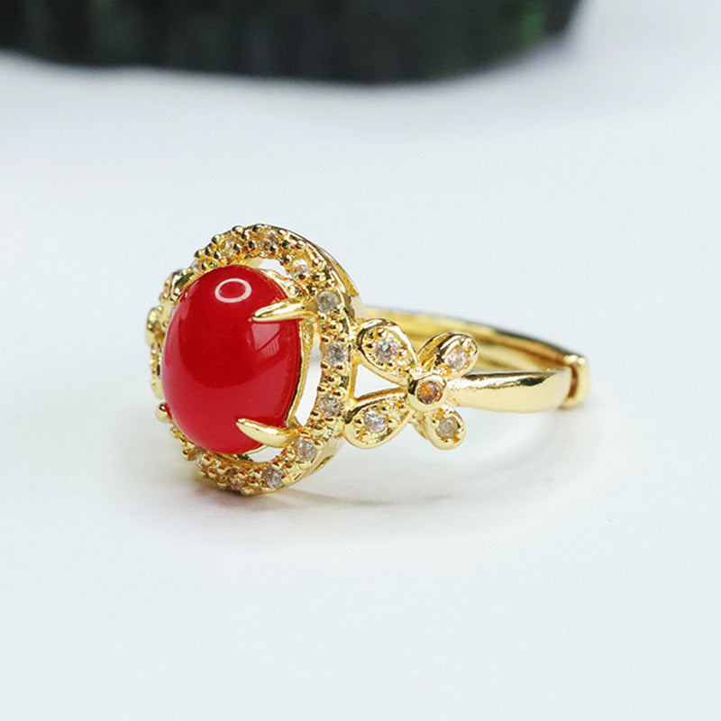 Ice Emperor Chrysoprase Ring Red Agate Finger Ring Women's National Trend MN4012604 