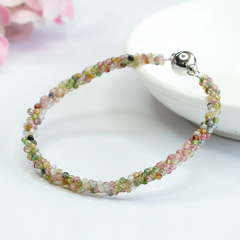 Natural Tourmaline Bracelet Candy Color Woven Bracelet Crystal Color Treasure CB3092205 