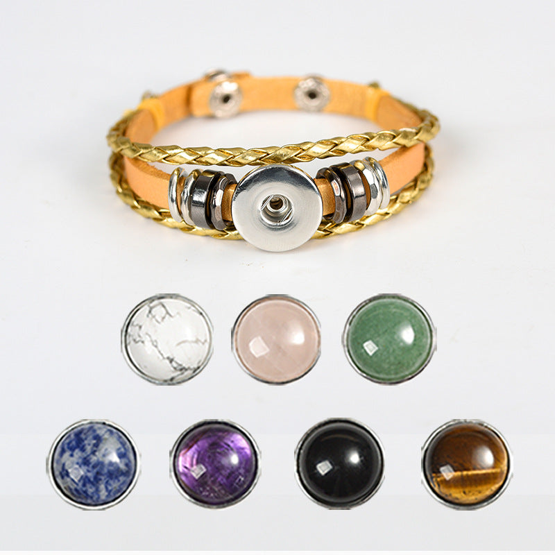 Personalized button crystal raw stone handmade diy colorful crystal bracelet material jewelry accessories 