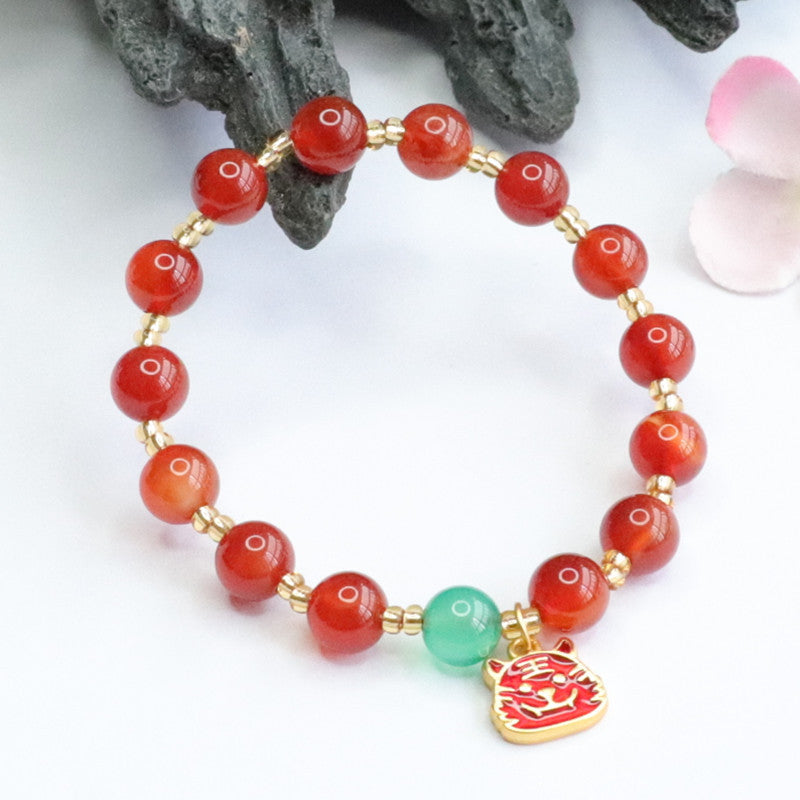 Natural red agate tiger tiger vigorous tassel diy bracelet chalcedony bracelet jewelry 2050501