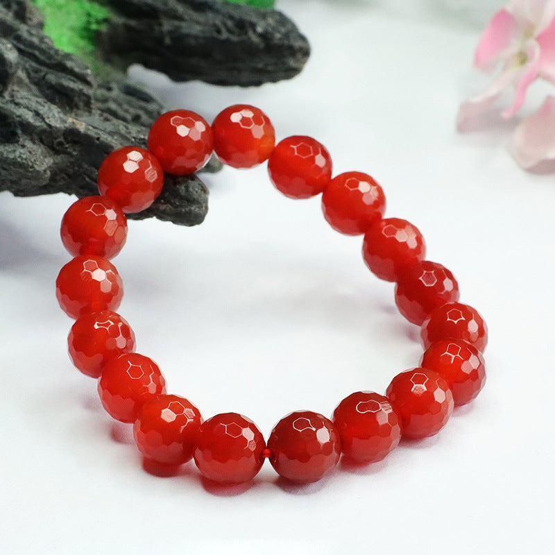 Carnelian faceted bead bracelet pigeon blood carnelian bracelet MN3082601