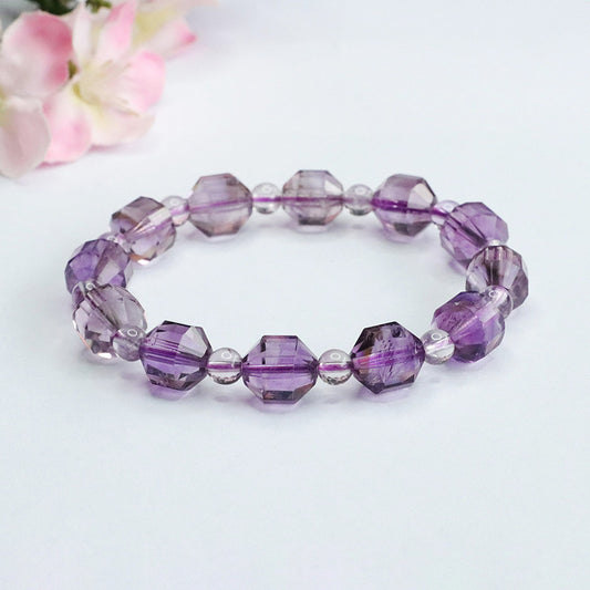 Natural Amethyst Bracelet Purple Color Treasure Faceted Cylindrical Bracelet CB3072805 