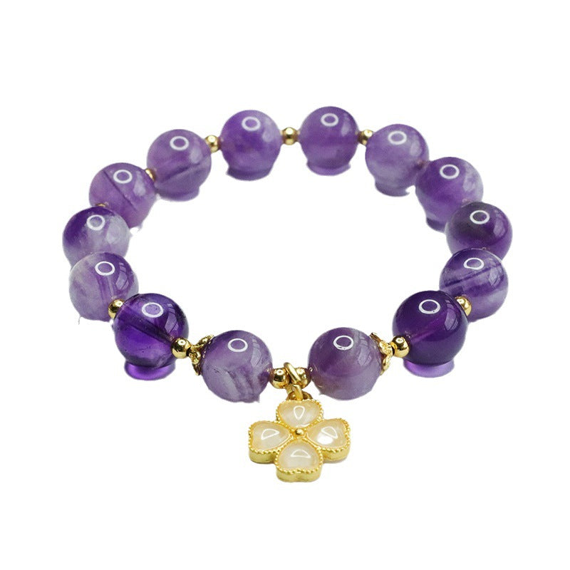 Natural lavender amethyst bracelet four-leaf clover tassel bracelet CB3071801 