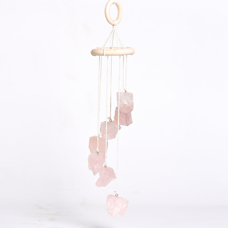 Irregular raw stone wind chime window bell car decoration multi-color agate elegant home pendant living room balcony decoration 