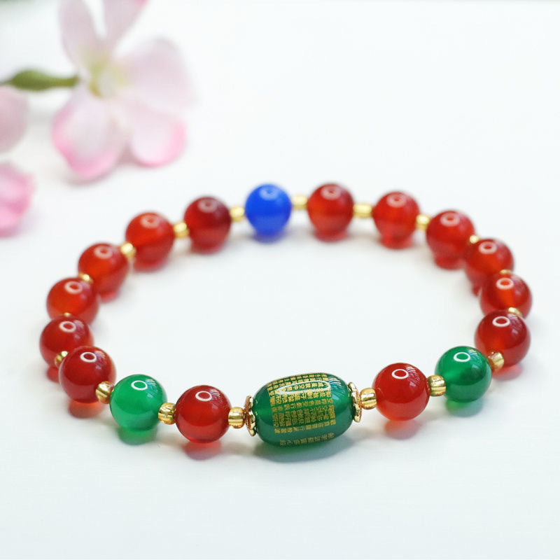 Red Agate Bracelet Chrysoprase Heart Sutra Bracelet Jewelry MN1122559