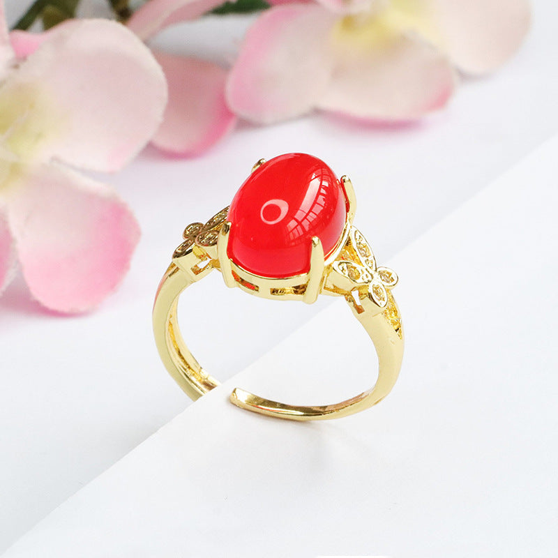 Natural red agate ring pigeon blood carnelian ring palace style MN3100102