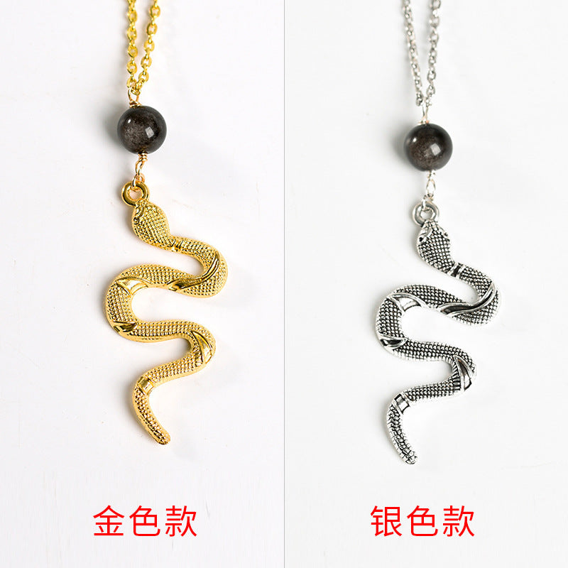 European and American popular jewelry snake crystal necklace personality fashion retro snake pendant sweater chain for women 