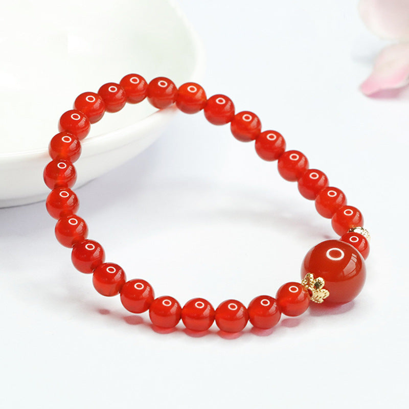 Red Agate Bracelet Chalcedony Crystal Bracelet Ancient Style Jewelry MN4060402