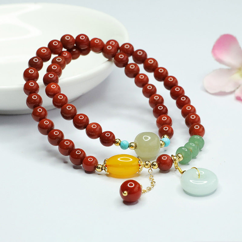 Southern Red Agate Bracelet Hetian Jade Jade Double Circle Bracelet National Trend MN4010210 