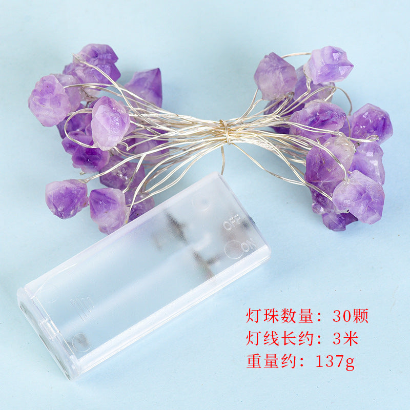 Natural raw stone transparent crystal colorful shining night light color-changing street stall night market gift ring luminous toy 