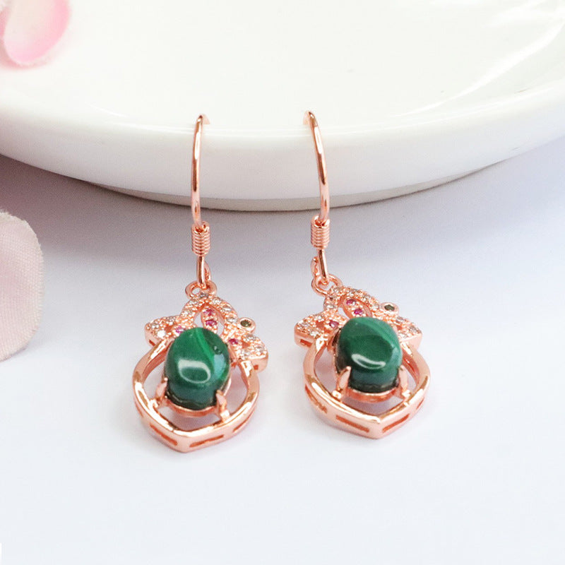 Natural malachite ear hooks colorful clover earrings women's jewelry CB3110703 